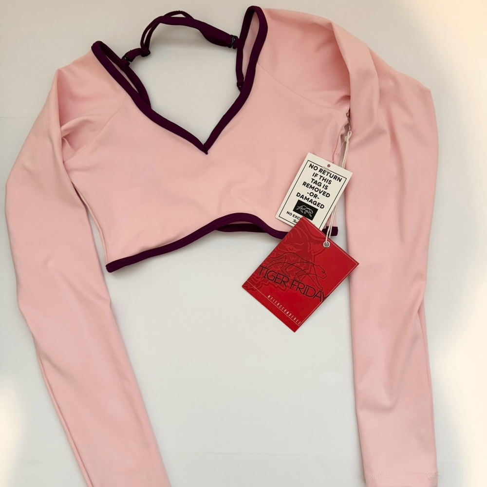 Tiger Frida Pink Long Sleeve Crop Top
